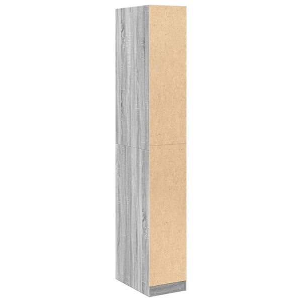 Ein grauer Holzschrank 30x50x200cm