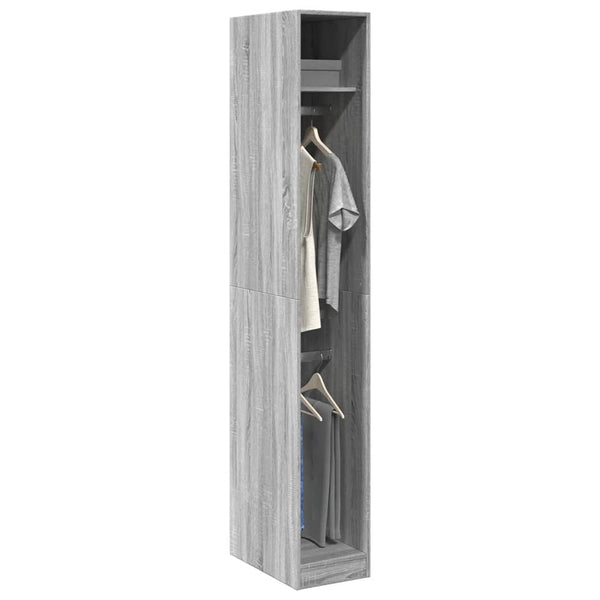 Ein grauer Holzschrank 30x50x200cm