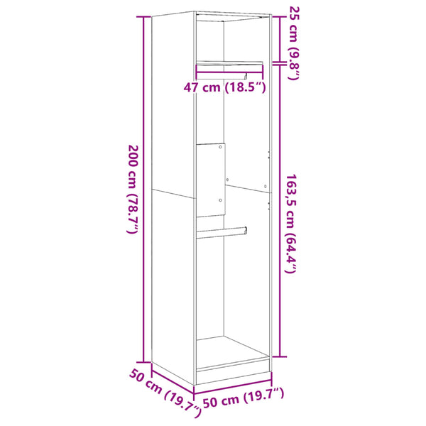 Onal Kleiderschrank weiß 50x50x200cm (Holz)