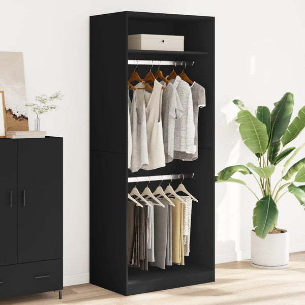 Schwarzer Onal-Kleiderschrank, Holzmaterial, 80x50x200cm