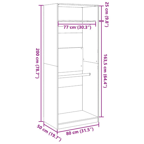 80x50x200cm kleiderschrank beton grau Onal (Spanplatte)