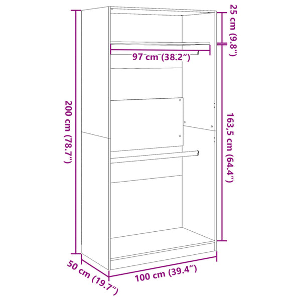 Kleiderschrank Onal Eiche Braun 100x50x200cm (Holz)