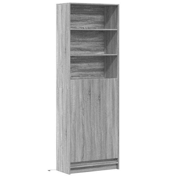 Grauer Schrank mit LED-Beleuchtung Marcedonia 69x32,5x200cm (Holz)
