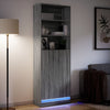 Grauer Schrank mit LED-Beleuchtung Marcedonia 69x32,5x200cm (Holz)