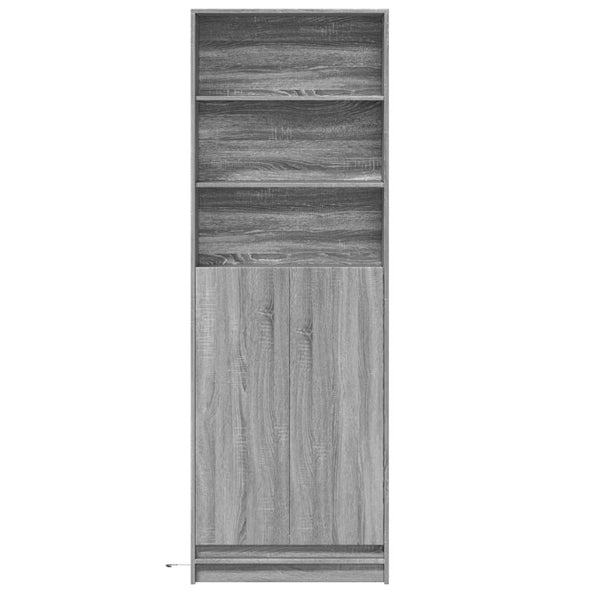 Grauer Schrank mit LED-Beleuchtung Marcedonia 69x32,5x200cm (Holz)