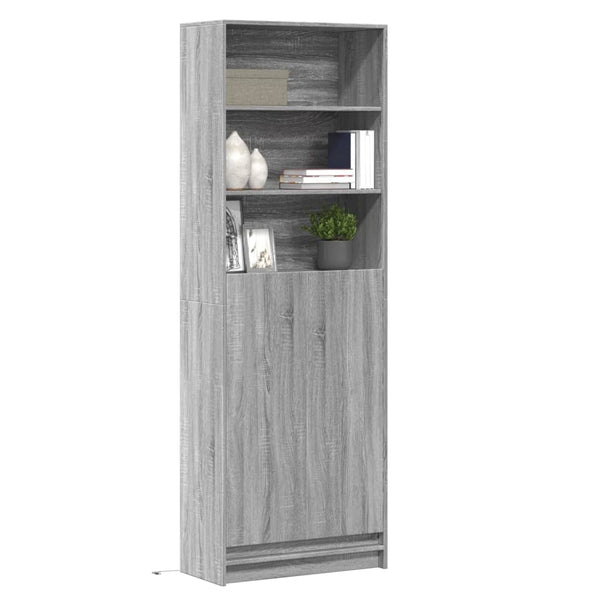 Grauer Schrank mit LED-Beleuchtung Marcedonia 69x32,5x200cm (Holz)