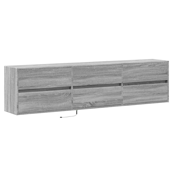 Grauer TV-Wandschrank Awwad 180x31x45cm (mit LED-Beleuchtung Sonoma)