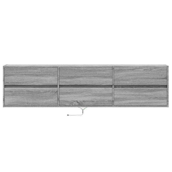 Grauer TV-Wandschrank Awwad 180x31x45cm (mit LED-Beleuchtung Sonoma)