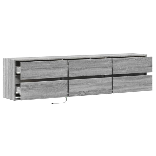 Grauer TV-Wandschrank Awwad 180x31x45cm (mit LED-Beleuchtung Sonoma)