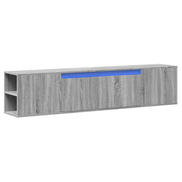Grauer TV-Wandschrank Sorentina 180x31x39,5cm (mit LED-Beleuchtung Sonoma)