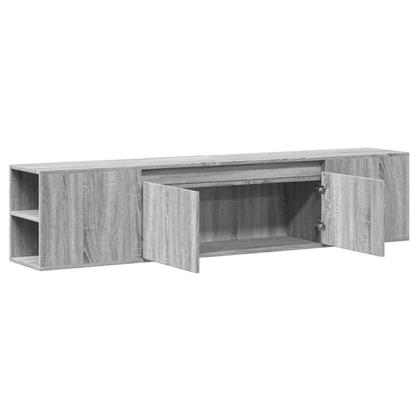Grauer TV-Wandschrank Sorentina 180x31x39,5cm (mit LED-Beleuchtung Sonoma)
