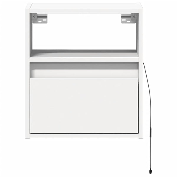 Weißer wandmontierter Nachttisch Alisoai (mit LED-Beleuchtung)