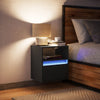 Schwarzer wandmontierter Nachttisch Alisoai (mit LED-Beleuchtung)