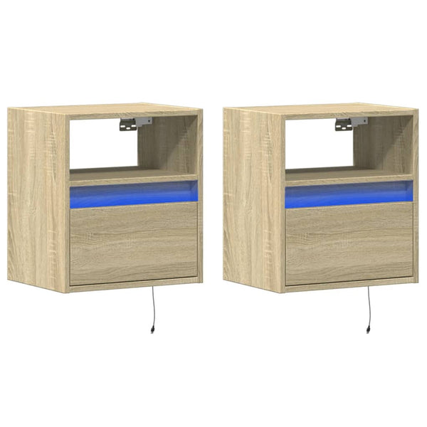 Alisoai wandmontierte Nachttische (mit LED-Beleuchtung 2er-Set Sonoma Eiche)