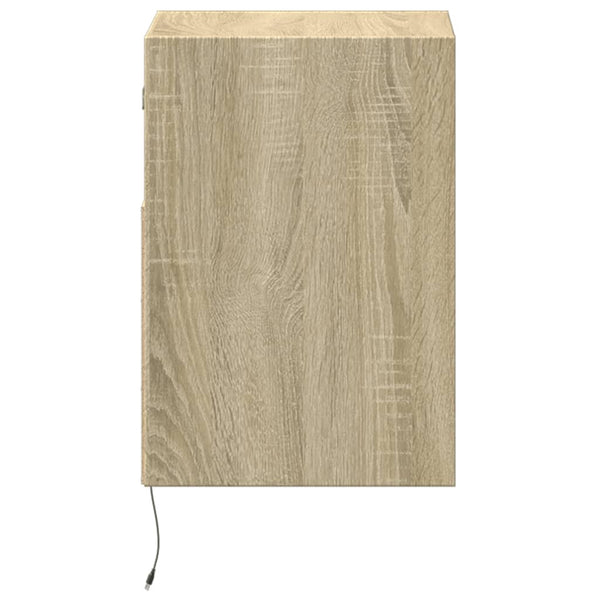 Alisoai wandmontierte Nachttische (mit LED-Beleuchtung 2er-Set Sonoma Eiche)