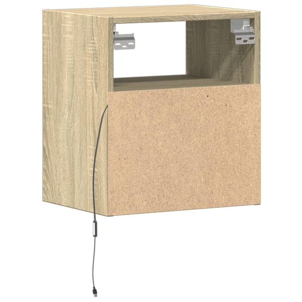 Alisoai wandmontierte Nachttische (mit LED-Beleuchtung 2er-Set Sonoma Eiche)