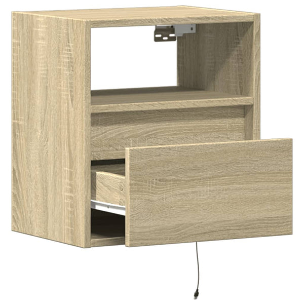 Alisoai wandmontierte Nachttische (mit LED-Beleuchtung 2er-Set Sonoma Eiche)