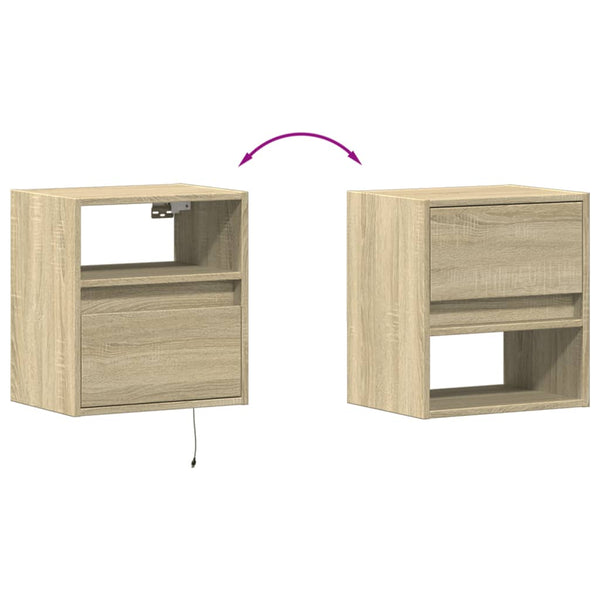 Alisoai wandmontierte Nachttische (mit LED-Beleuchtung 2er-Set Sonoma Eiche)