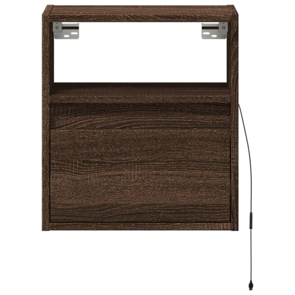Brauner wandmontierter Nachttisch Alisoai (mit LED-Beleuchtung Eiche)