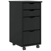 Schwarzer Rollcontainer Antusa aus Moos (Kiefer)