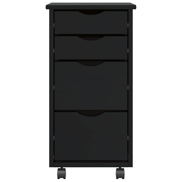 Schwarzer Rollcontainer Antusa aus Moos (Kiefer)
