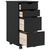 Schwarzer Rollcontainer Antusa aus Moos (Kiefer)