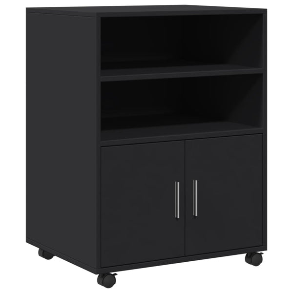 Schwarzer Schrank auf Rollen Mila 60x48x81cm (Spanplatte)