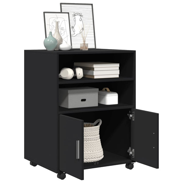 Schwarzer Schrank auf Rollen Mila 60x48x81cm (Spanplatte)