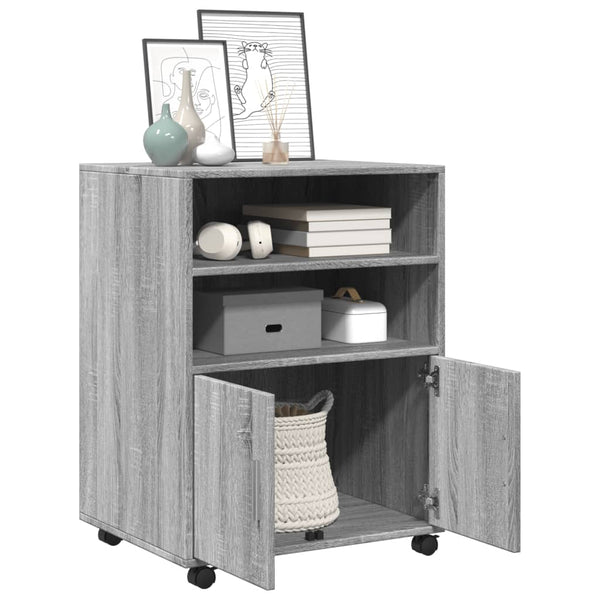 Grauer Schrank auf Rollen Mila 60x48x81cm (Holz)
