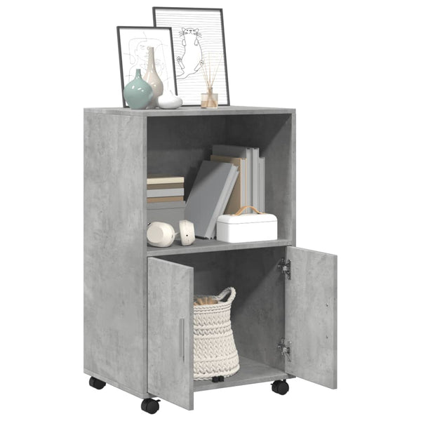 Betongrauer Schrank auf Rollen Caloean 55x40x91cm (Spanplatte)