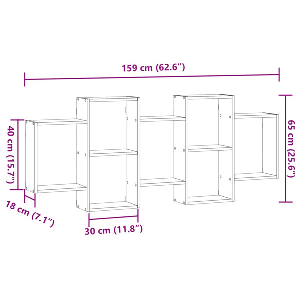 Betongraues Wandregal Iohana 159x18x65cm (Spanplatte)