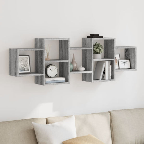 Graues Wandregal Iohana 129x18x42cm (Holz)