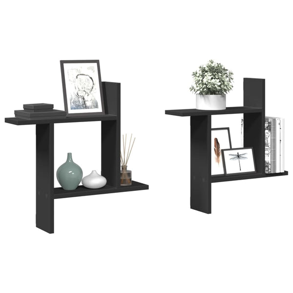 Schwarze Wandregale Eviz 50x12x50cm (2 Stück Holz)