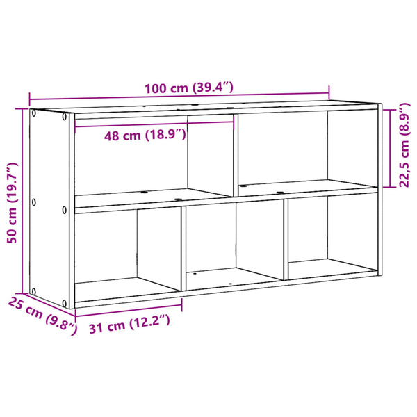 Wandregal Orland Betongrau 100x25x50cm (Holz)