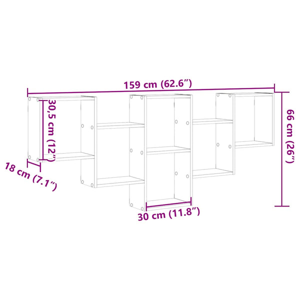 Weißes Wandregal Soltut 159x18x66cm (Holz)