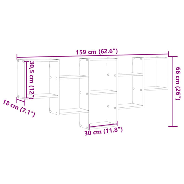 Graues Wandregal Soltut 159x18x66cm (Holz)