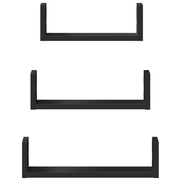 Vigica Holz-Wandregal-Set in Schwarz (3 Stück)