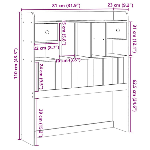 Kopfteil mit Stauraum Seidmemet 75cm (Kiefer)