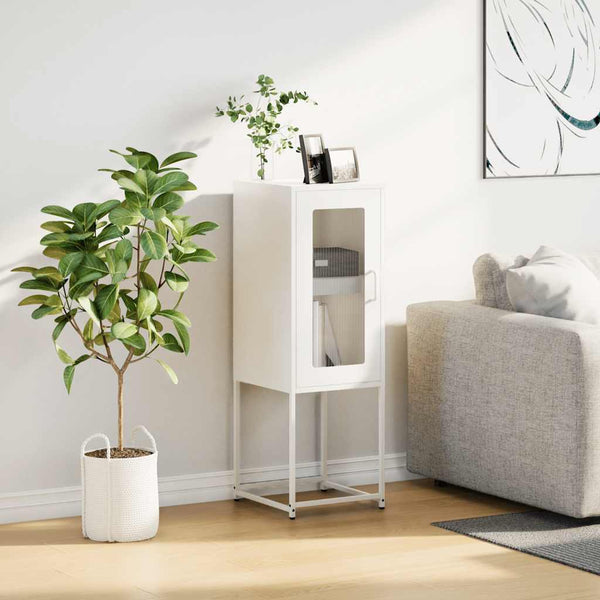 Weißes Sideboard Pandelina 36x39x107cm (kaltgewalzter Stahl)