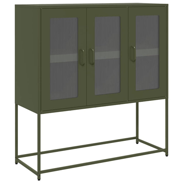 Olivgrünes Sideboard Nestaca 100,5x39x107cm (kaltgewalzter Stahl)