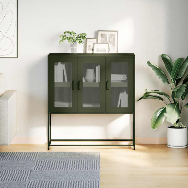 Olivgrünes Sideboard Nestaca 100,5x39x107cm (kaltgewalzter Stahl)