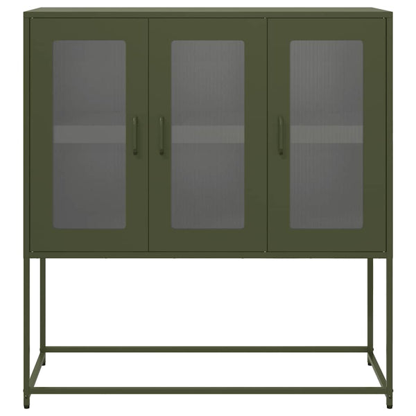 Olivgrünes Sideboard Nestaca 100,5x39x107cm (kaltgewalzter Stahl)