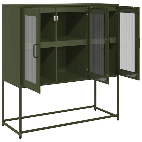 Olivgrünes Sideboard Nestaca 100,5x39x107cm (kaltgewalzter Stahl)