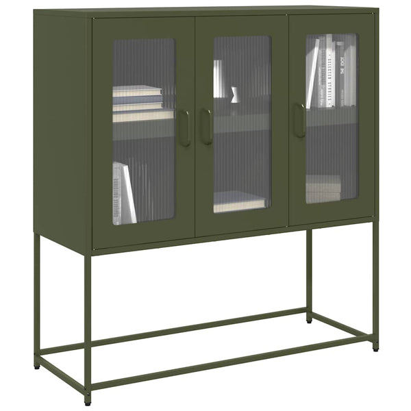 Olivgrünes Sideboard Nestaca 100,5x39x107cm (kaltgewalzter Stahl)