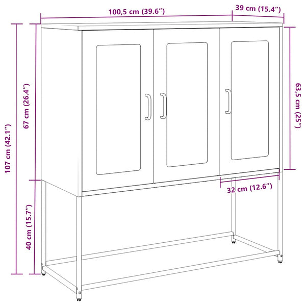 Weißes Sideboard Nestaca 100,5x39x107cm (kaltgewalzter Stahl)