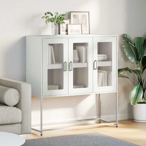 Weißes Sideboard Nestaca 100,5x39x107cm (kaltgewalzter Stahl)