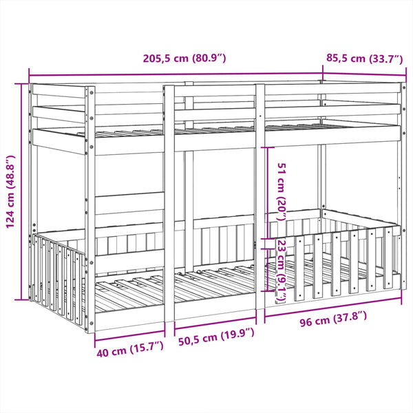 Etagenbett Ossie 80x200cm (Kiefer)