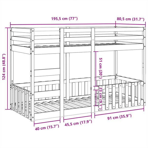 Etagenbett Ossie 75x190cm (Kiefer)
