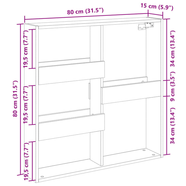 Alter Wandschrank Tabitha 80x15x80cm (Holz)
