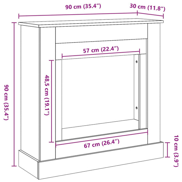 Harmaa takkareunus Trei 90x30x90cm (puinen)